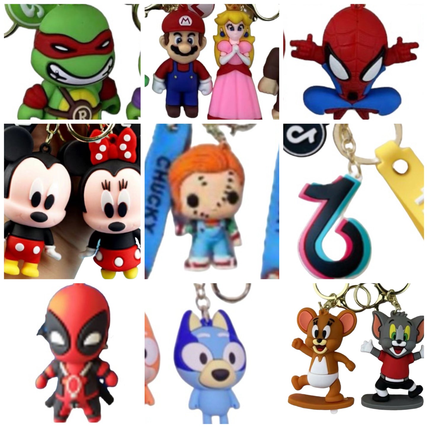 Adorable Character Rubber Keychain in packs of 12 pcs