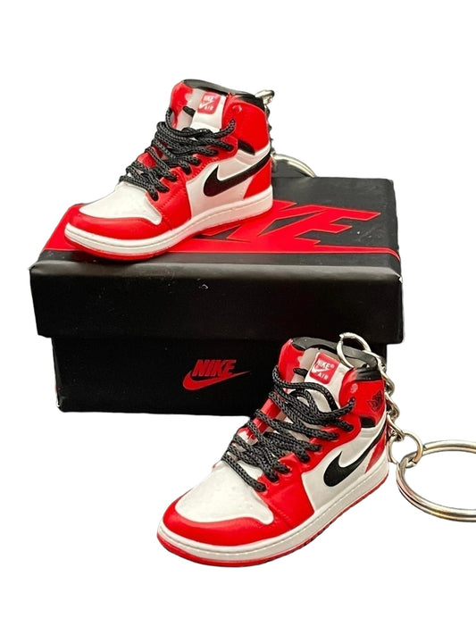 (2) Chicago Nike Air Jordan I Keychain with box OG Bulls Red White High Retro